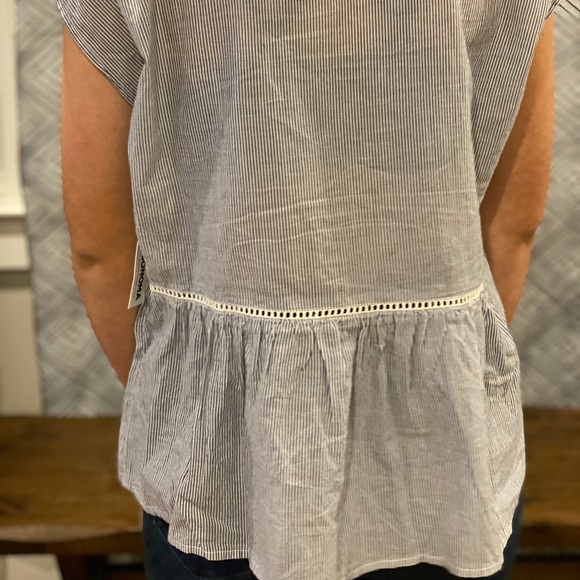 (Sizes MP, ML) Blue Multi Embroidered Peplum Top - Picture 6 of 7